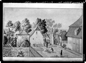 Stadtarchiv Weimar, 60 14 Negativ 049, Blick auf das »Äußere Erfurter Tor«, wohl 1792