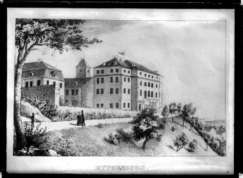 Stadtarchiv Weimar, 60 14 Negativ 054, Blick von Südwesten auf das Schloss Ettersburg, ohne Datum