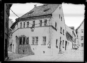 Stadtarchiv Weimar, 60 14 Negativ 060, Blick auf das »Geleithaus«, wohl 1785