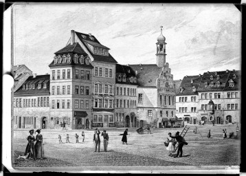 Stadtarchiv Weimar, 60 14 Negativ 128, das zweite Rathaus am Markt      , um 1820